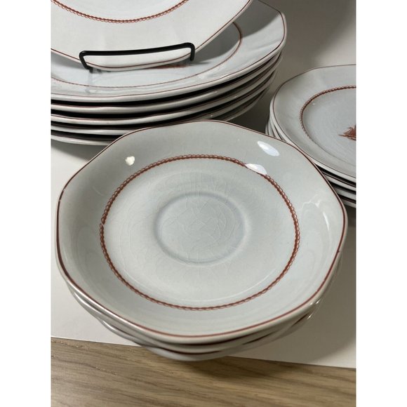 Wedgwood Flying Cloud Rust Lot 4 place settings + extra dinner, tea + sugar jar - Picture 12 of 16